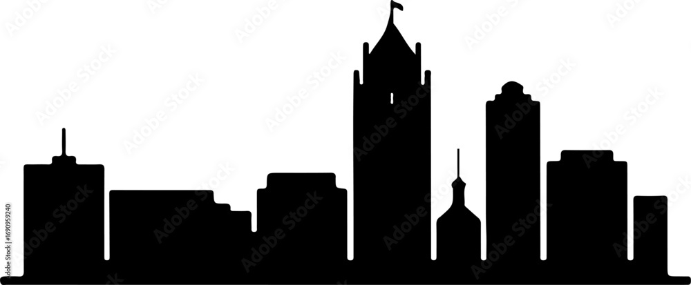Obraz premium Spokane, WA skyline silhouette black city vector illustration on white background minimal design