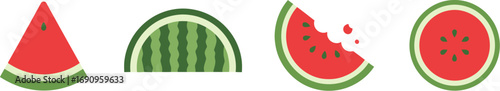 Colorful slices of watermelon fruit diverse shapes and forms represented visually vector