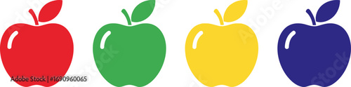 Colorful apples row diverse fruit varieties red green yellow blue appetizing vector