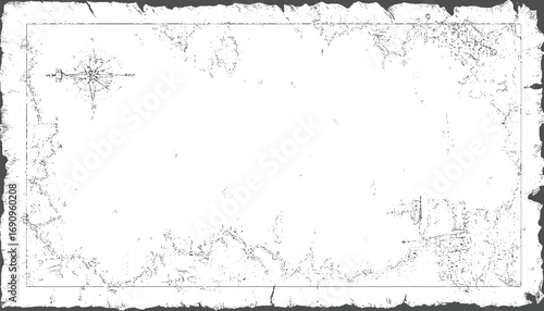 Aged parchment map with compass and ship rose