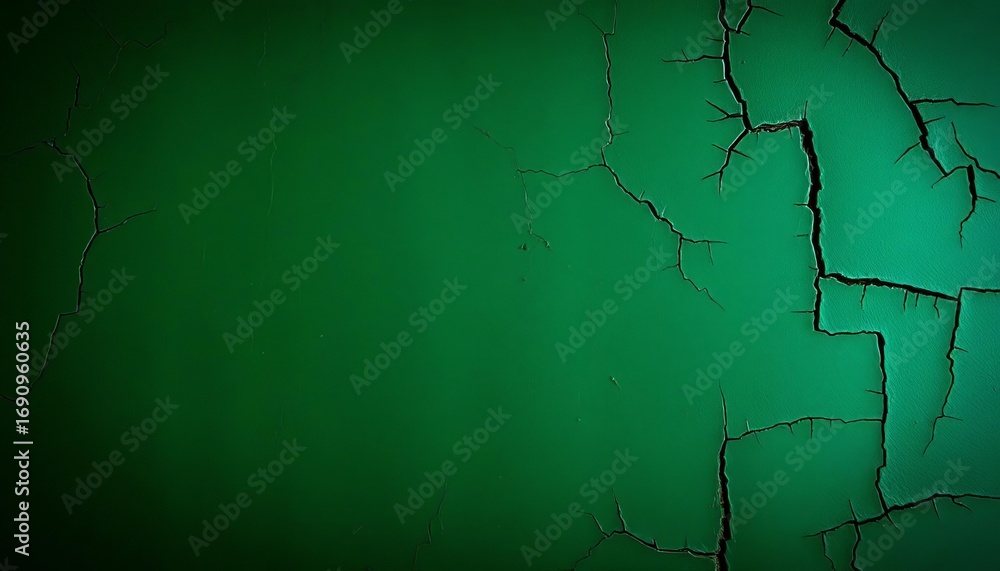 Obraz premium Dark, textured green grunge background with visible cracks and wear, rustic, illustration