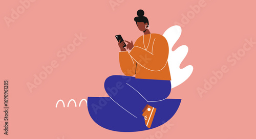 Casual person engaged with a smartphone, illustrating digital connectivity, online communication, and modern lifestyle. Useful for technology, social media, or internet concepts.