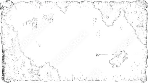 Parchment map with island outlines and markings scroll