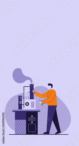 Engineer working with industrial machinery, symbolizing energy production, innovation, or scientific research. Ideal for business, technology, and manufacturing concepts.