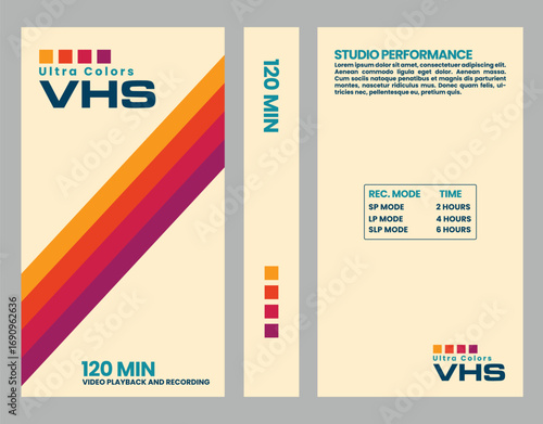 white and blue retro vhs video cassette cover mockup vector 80s 90s nostalgia 