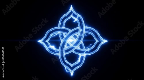 Glowing Abstract Celtic Knot on Black Background