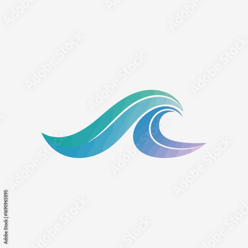 Stylized ocean wave with gradient colors and textured lines