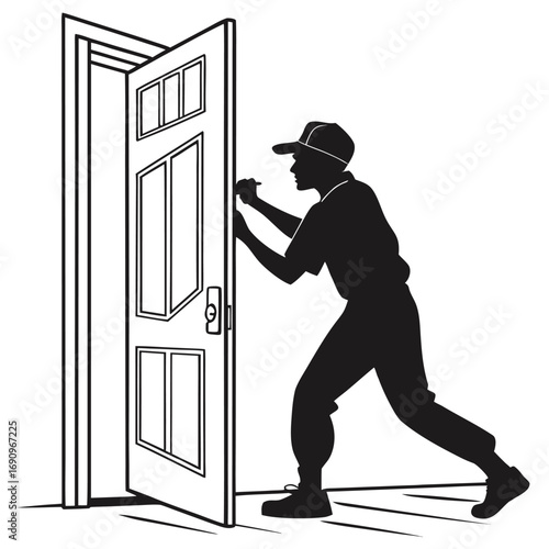 Courier knocking on door