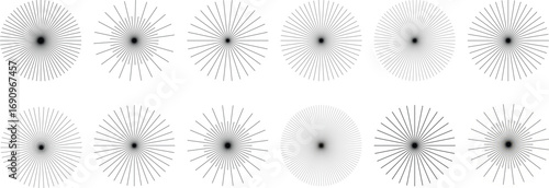 Radial Line Burst Set | Abstract Geometric Pattern Collection for Graphic Design, Backgrounds and Visual Effects
