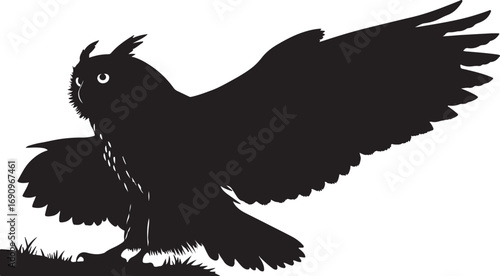 Striking Silhouette of a Soaring Owl
