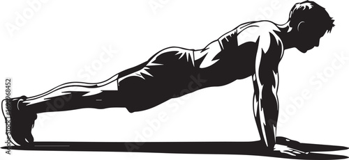 Fitness athlete silhouette performing a plank exercise for strength training and core workout