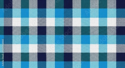 Blue and White Gingham Pattern Fabric Background