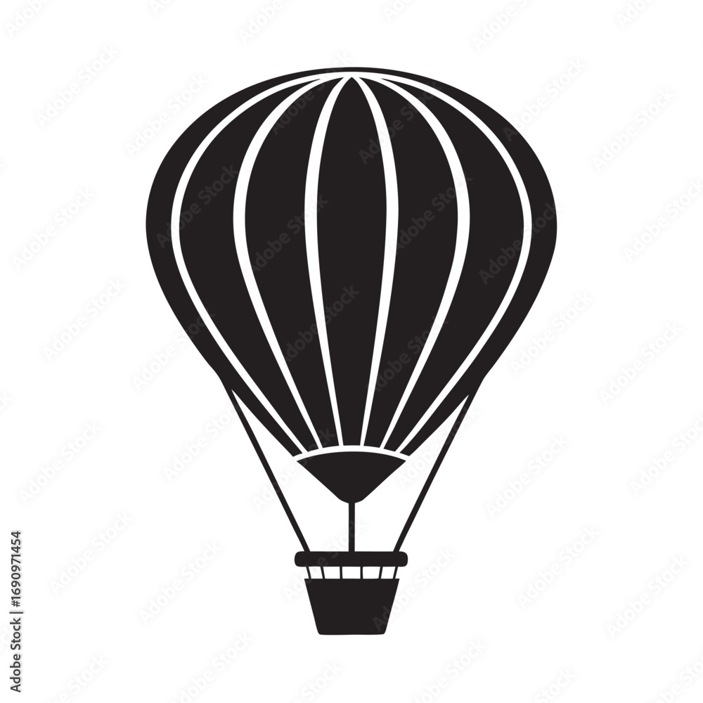 Naklejka premium Classic Hot Air Balloon Flying Silhouette