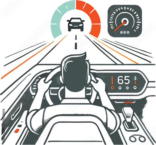 Driver Speedometer Sixty Five M P H Highway Road Trip