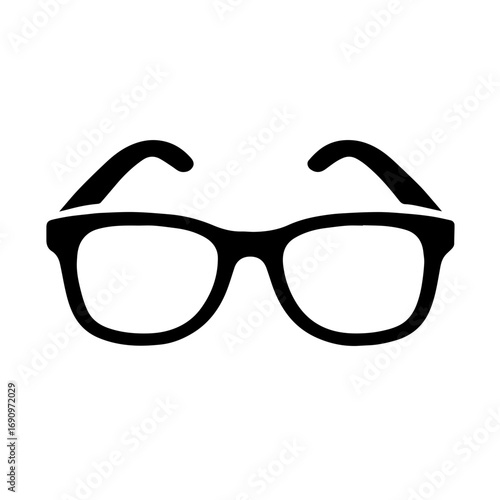 Eyeglasses silhouette vision correction eyewear icon - Silhouette of eyeglasses with thick frame, symbolizing vision correction, optical accessory, reading glasses, and modern fashionable eyewear.
