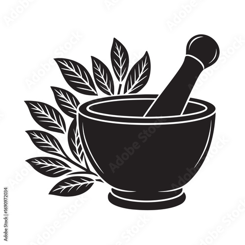 Old Mortar And Pestle Vintage Silhouette