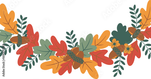 Autumnal Delight A Festive Wreath of Leaves and Acorns for Fall Celebrations