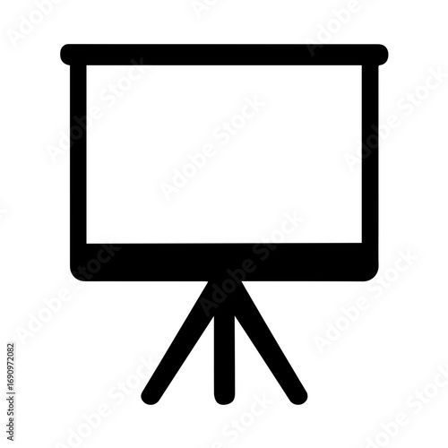 Projector screen silhouette presentation board icon - Silhouette of a projector screen on a tripod stand, symbolizing presentations, business meetings, education, training, and professional communicat