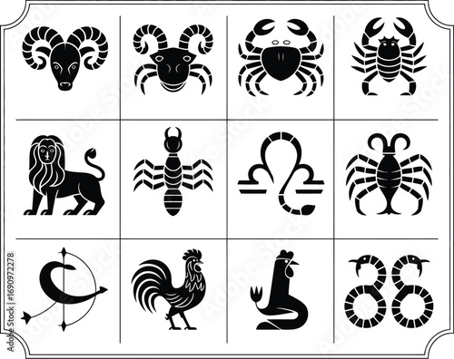 Zodiac Signs A Collection of Astrological Symbols