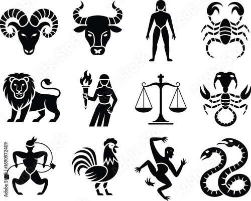 Zodiac Signs A Collection of Astrological Symbols
