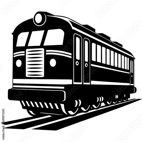 Diesel train black silhouette vector illustration