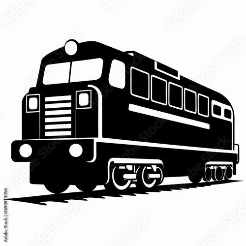 Diesel train black silhouette vector illustration