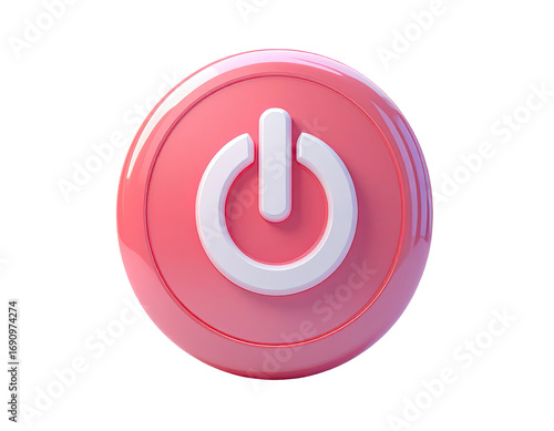 3D rendered, glossy, pink power button (2)