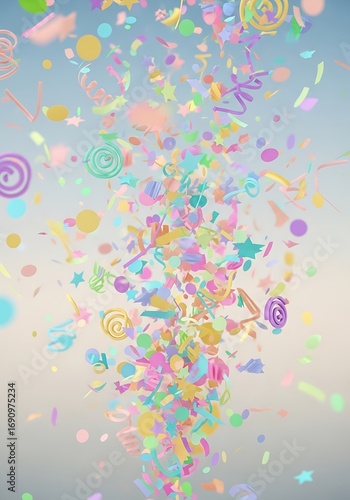 Colorful Confetti Cascade Background for Celebration and Joyful Events