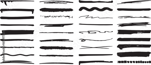 solid, hand-drawn, jagged, miscellaneous, background., thin, abstract, category:, black, underline, rough, wavy, keywords:, marker, resembling, paint, lines, line, description:, mark, scribbles, white