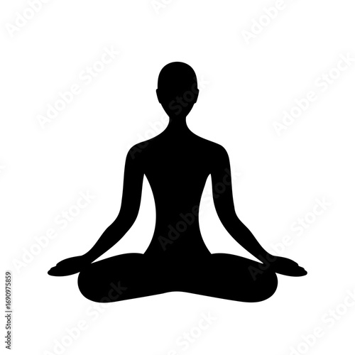 Black Silhouette of a Meditating Person Demonstrating Zen and Relaxation Techniques