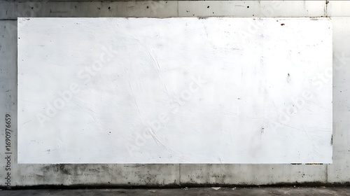highresolution texture of a wrinkly large blank white billboard set in an urban underpass environment with realistic surface details such as paper seams wrink
