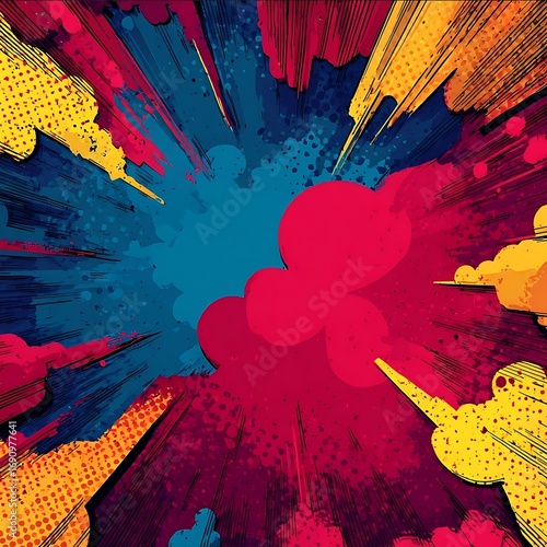 flat color comic book themed background minimalistic vibrant colors