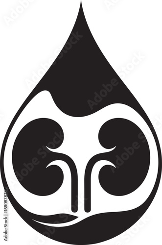 Abstract kidney and water drop icon for medical and health concepts