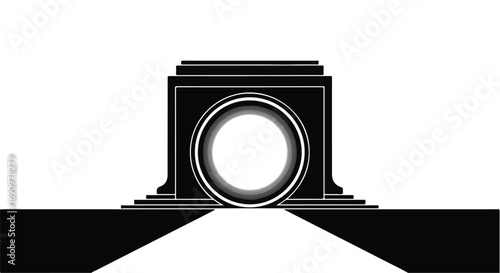 Futuristic portal entrance glowing with bright light, offering a path forward.