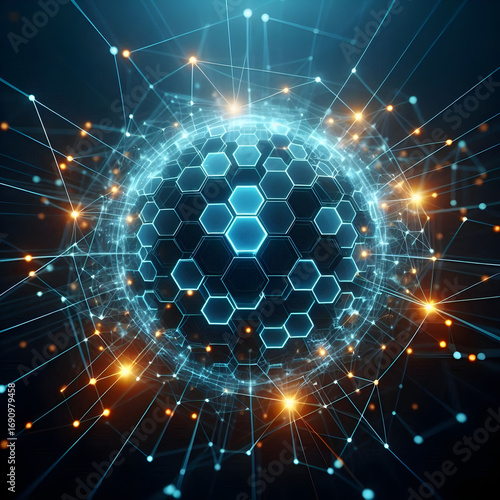 Futuristic digital globe – technology network connection visualization