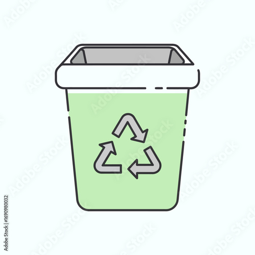 Recycle Bin Icon. Vector symbol for waste management and sustainability.