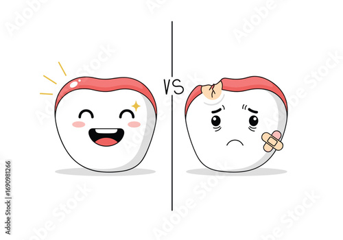 Healthy teeth versus unhealthy teeth dental care comparison