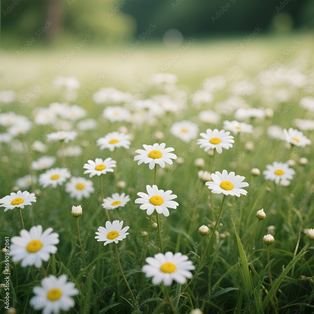 Fototapeta premium A field of daisies, a summer's day.