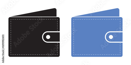 Wallet vector icon set in black color.