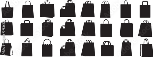 shopping, collection, design, vector, bags, illustration, silhouette