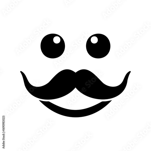 Simple and cute face with round eyes and a funny mustache