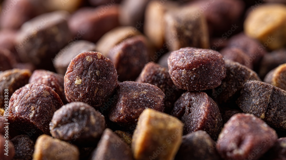 Obraz premium Grain-free pet food pellets with visible meat pieces