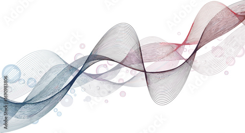 Abstract flowing wave pattern composed of small dots and bubbles evokes digital artistry and fluid dynamics