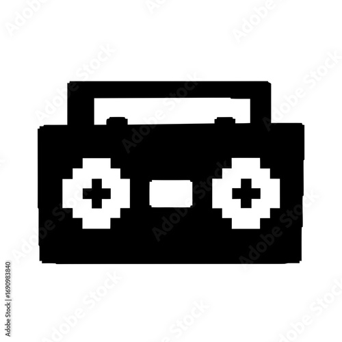 Retro pixel art boombox silhouette for music lovers