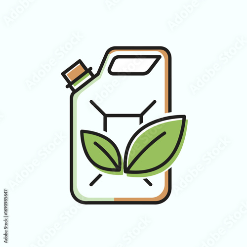 Biofuel jerry can vector icon. Green energy and sustainable transportation symbol.