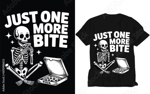 A Skeleton Enjoying a Pizza: "Just One More Bite"