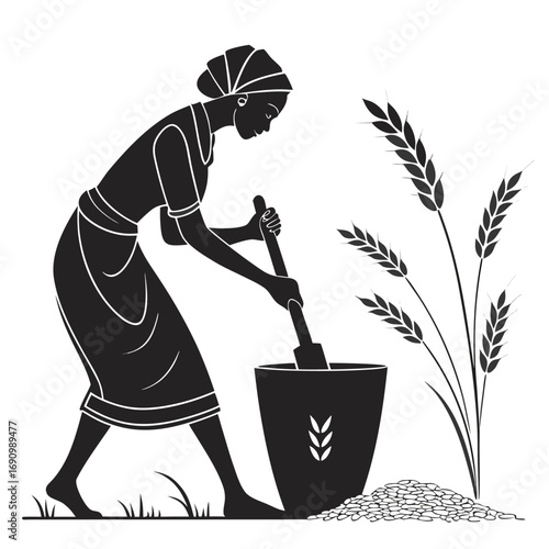 Woman grinding grain