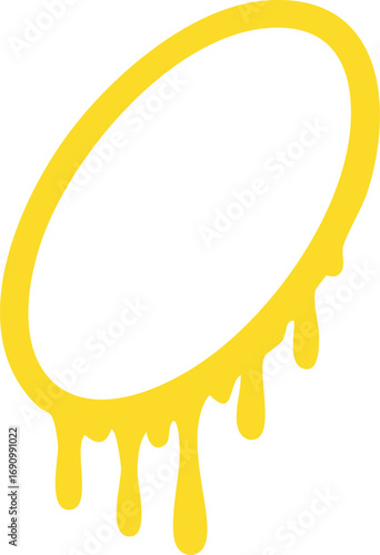 A bold, yellow elliptical halo with a dripping paint effect. Great for edgy branding, streetwear graphics, urban art, sticker designs, and modern digital aesthetics.