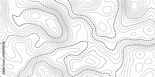 Topographic map background. Geographic line map with elevation assignments. Contour background geographic grid. Vector illustration.