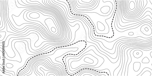 Topographic map background. Geographic line map with elevation assignments. Contour background geographic grid. Vector illustration.